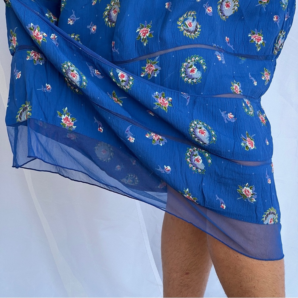 Vintage 90s April Cornell blue floral rayon dress NWT medium - Picture 17 of 17